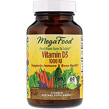Вітамін D3 1000 IU, Vitamin D3, MegaFood, 60 таблеток