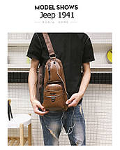 Сумка-рюкзак на одно плечо, кобура, слинг Jeep 1941. Коричневая / J1941 brown, фото 2