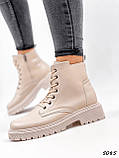 Черевики жіночі бежеві туфлі на шнурівці, фото 2