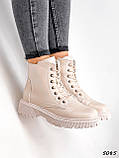 Черевики жіночі бежеві туфлі на шнурівці, фото 4