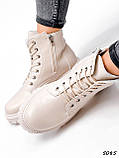 Черевики жіночі бежеві туфлі на шнурівці, фото 6