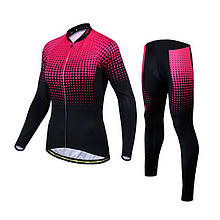 Велокостюм жіночий Siilenyond SW-CT-057 S Точки довгий рукав штани Чорний з рожевим (6378-21923)