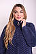 Женский стильный  пальто кардиган большого размера, ткань шерсть альпака, р. 46-54 (2080) ,синий, фото 3