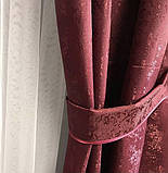 Комплект однотонний жакардових штор на тасьмі 150х270 см Колір Бордовий, фото 3
