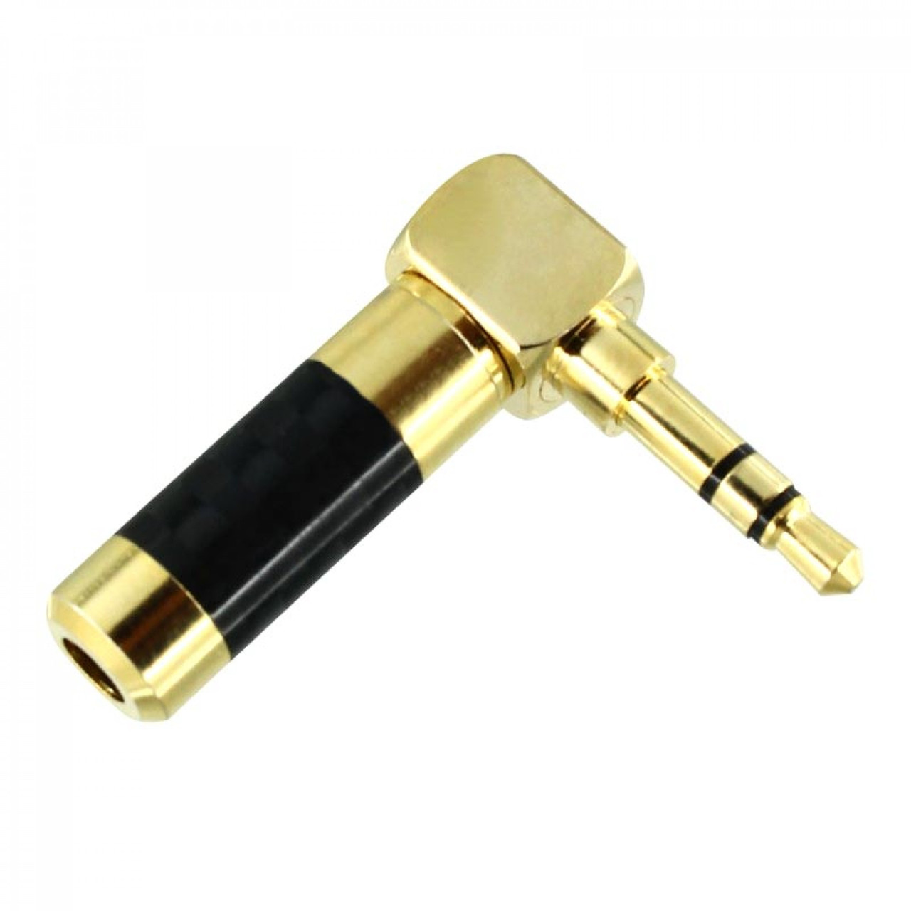 Штекер металлический  3.5 мм угловой премиум (gold) черного цвета для подключения кабеля к аудио оборудованию