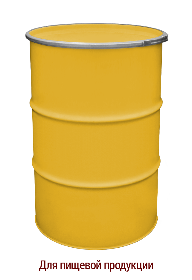 Бочка металлическая для пищевой продукции 1А2 L внутреннее покрытие EP 22137 212л жёлтая 1,0х0,9х1,0