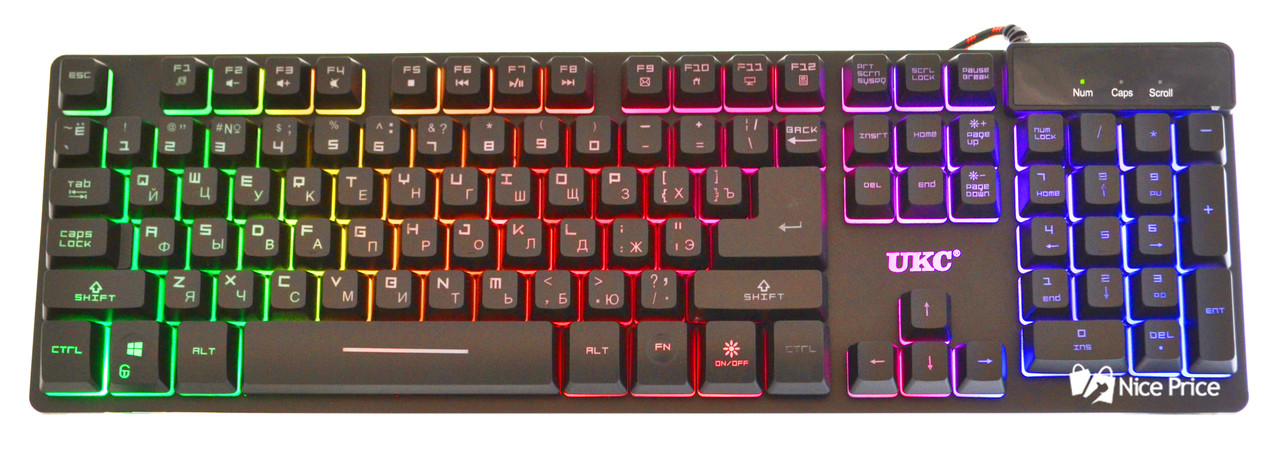 Клавіатура з кольоровою підсвіткою UKC ZYG800 (3487) 5B