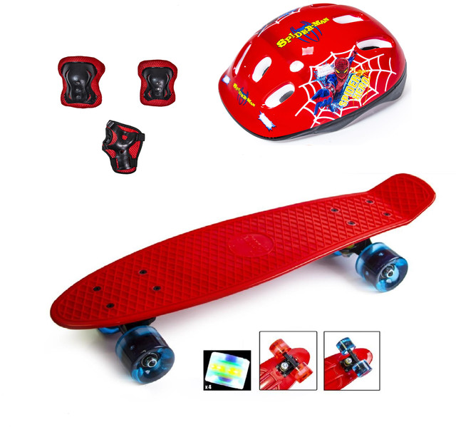 Скейтборд Penny Board. Red. + Захист + шолом. Світяться колеса.