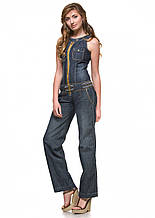 Жіночий джинсовий комбінезон широкі штани р. 38 - 40