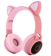 Бездротові LED навушники з котячими вушками Fingertime BT028C Pink (JBT028CPink)