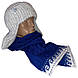 Трендовая вязаная шапка ушанка ручной работы и шарф - петля, фото 4