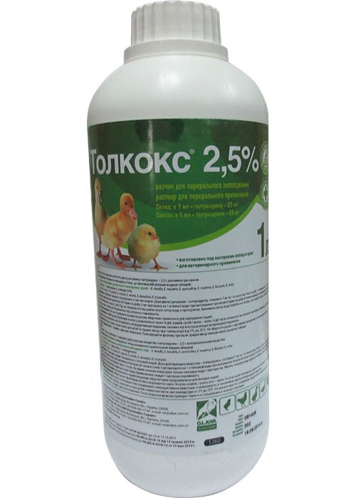 

Толкокс 2,5% 1л (кокцидиостатик для птицы)