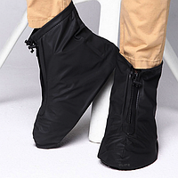 Бахіли для взуття від дощу, снігу, бруду 2Life XL багаторазові з блискавкою і шнурком-утяжкой Чорний (n-469)