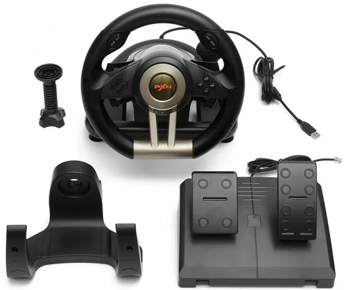 Руль игровой PXN V3 Pro (PC/PS3/PS4/X-ONE/SWITCH) USB с педалями | Универсальный игровой руль