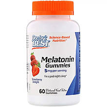 Мелатонин со Вкусом Клубники, Melatonin Gummies, Doctor's Best, 5 мг, 60 желейных конфет