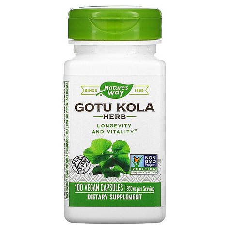 Готу Кола, 950 мг, Gotu Kola, Nature's Way, 100 вегетарианских капсул, фото 2