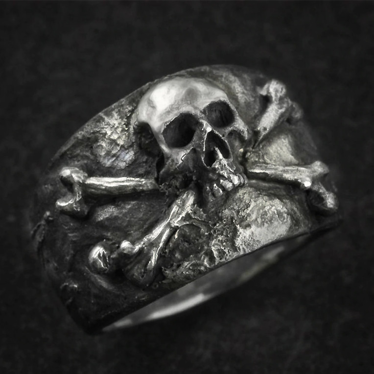 Черное стальное мужское кольцо перстень печатка JOLLY ROJER медицинская нержавеющая сталь 316L с Черепом