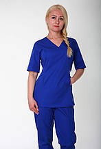 Хирургический женский костюм  в ткани котон цвет синий