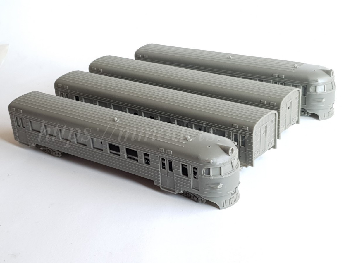 Збірна модель залізниці електропоїзд ЭР1 (Эр2) - 4х вагонний, масштабу 1:87