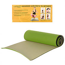 Йогамат. коврик для йоги MS 0613-1 материал TPE (0613-1-GRG)