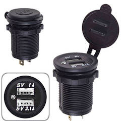 Автомобільний зарядний пристрій 2 USB 12-24V врізне в планку (10449 USB-12-24V 3,1 A WHI)