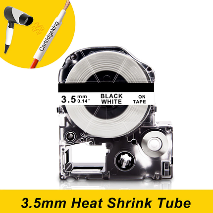 Картридж с термоусадочной трубкой для принтера этикеток Epson LabelWorks LK-4WBA3 Black on White D3.5mm/2.5m, фото 2