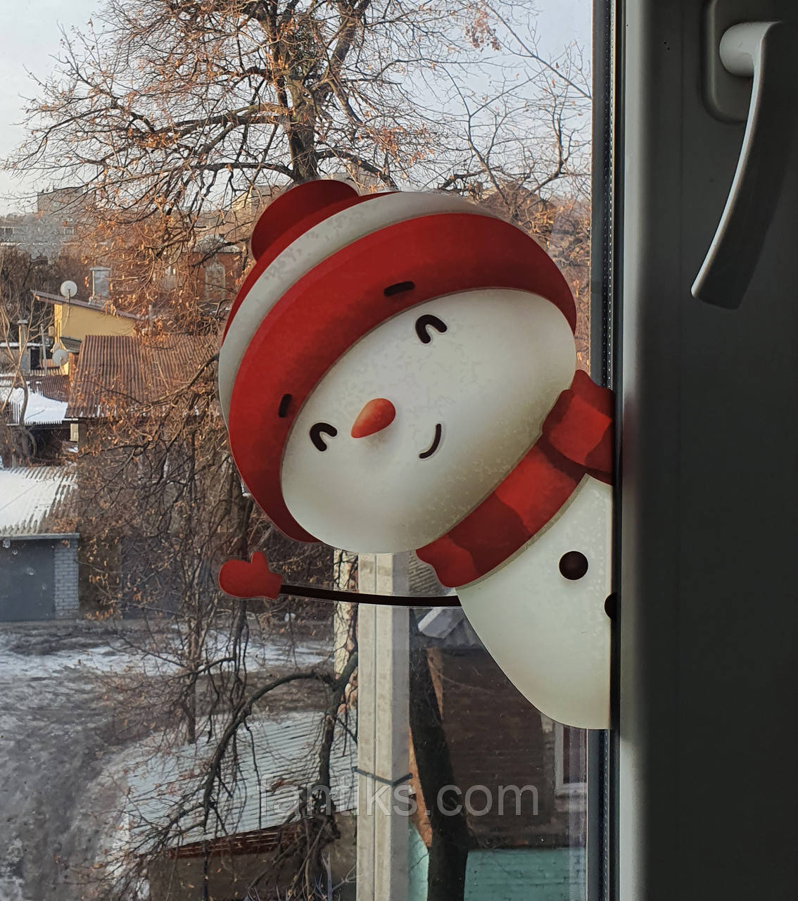 Набір вінілових наклейок "Різдвяний сніговик"(ПВХ) для декору вікна