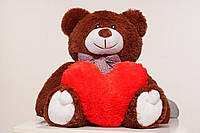 Мишка плюшевый мягкая игрушка с сердечком Джимми 90 см Шоколадный подарок девушке на 14 февраля