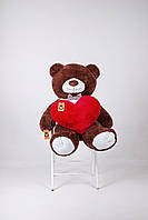 Мишка плюшевый мягкая игрушка с сердцем Бенжамин 135 см Шоколадный подарок девушке на 14 февраля
