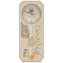 Термометр, гігрометр з пісочним годинником для сауни і лазні «Банна станція» вик. 3