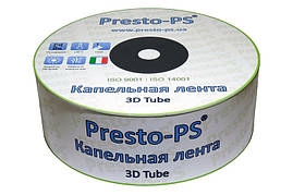 Крапельна стрічка Presto-PS эмиттерная 3D Tube крапельниці через 30 см, витрата 2.7 л/год, довжина 500 м (3D-30-500)