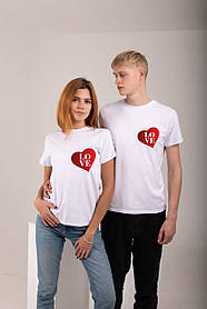 Парные футболки для двоих с принтом "день влюбленных"