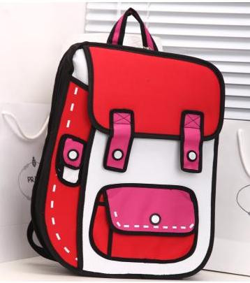  Рюкзак с 2D принтом красный  