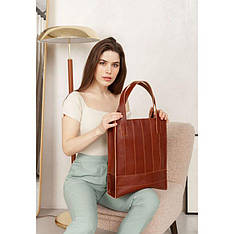 Шкіряна жіноча сумка шоппер Бетсі сітло-коричнева краст