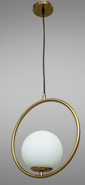 Светильник подвесной потолочный с регулировкой высоты белый шар Е27 золото