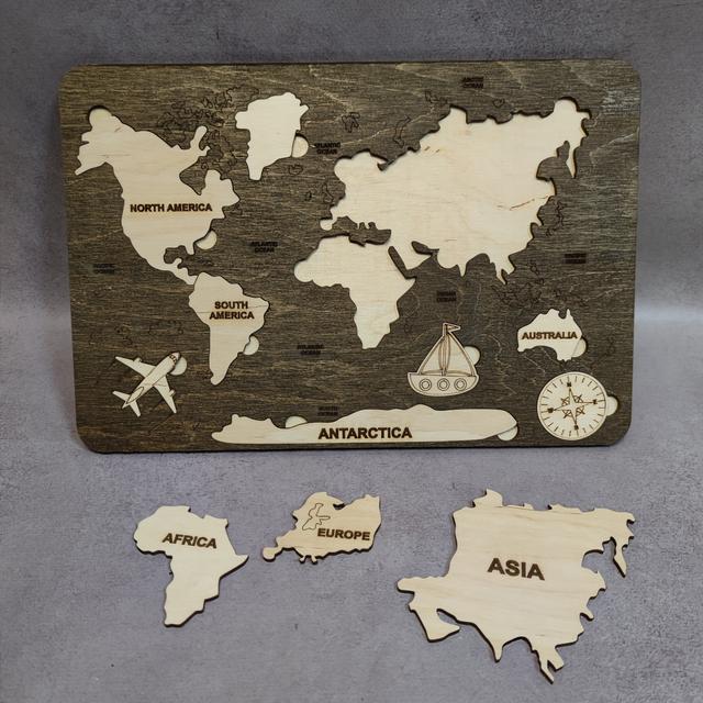 Дерев'яний пазл Карта світу. Англійська мова  