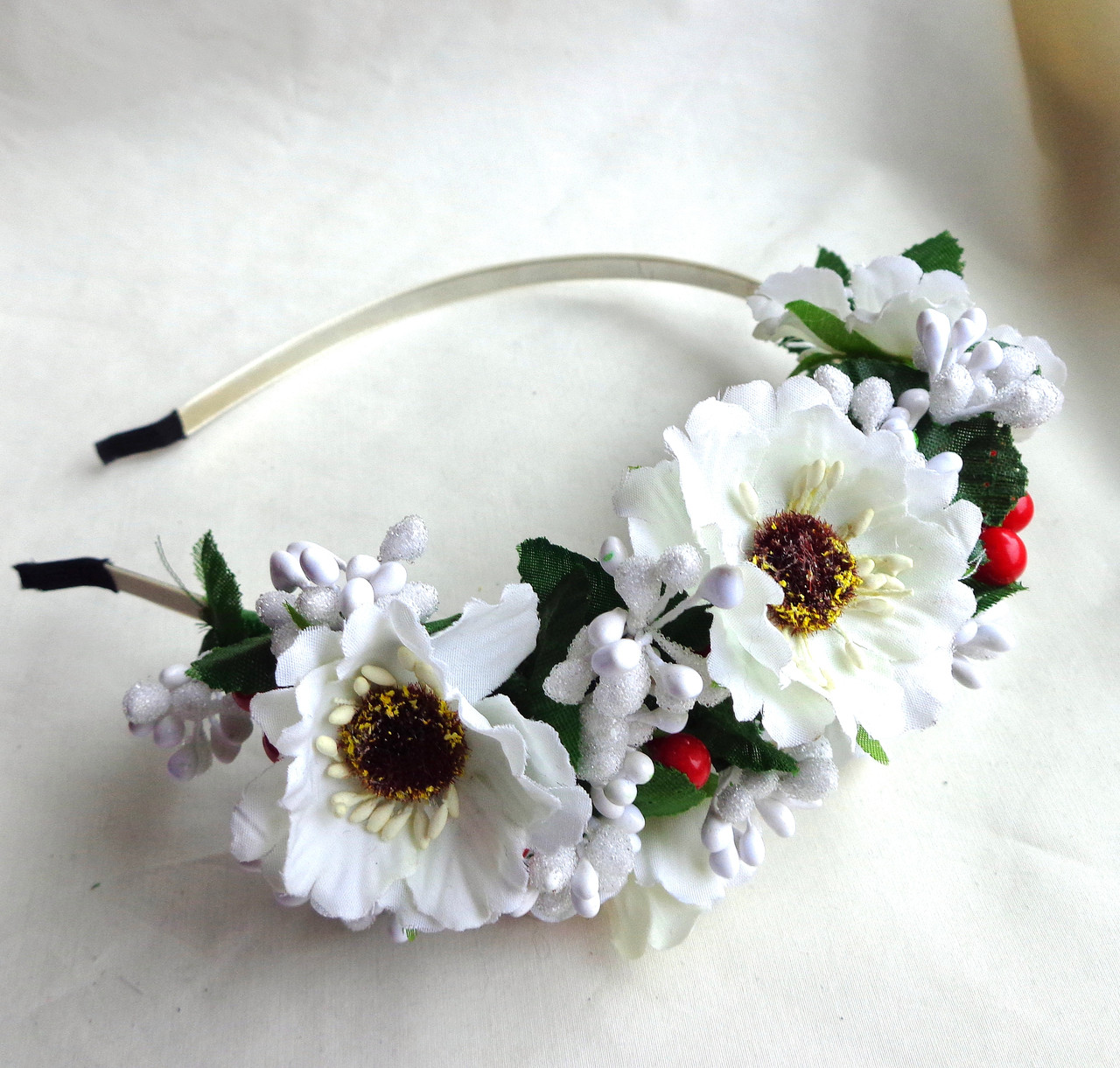 Обруч для волосся з квітами ручної роботи "Білі Анемони"-купити-в інтернет-магазині AnnaRose