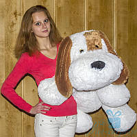 М'яка іграшка Лежача плюшева Собачка Кулька 110 см (білий), фото 1
