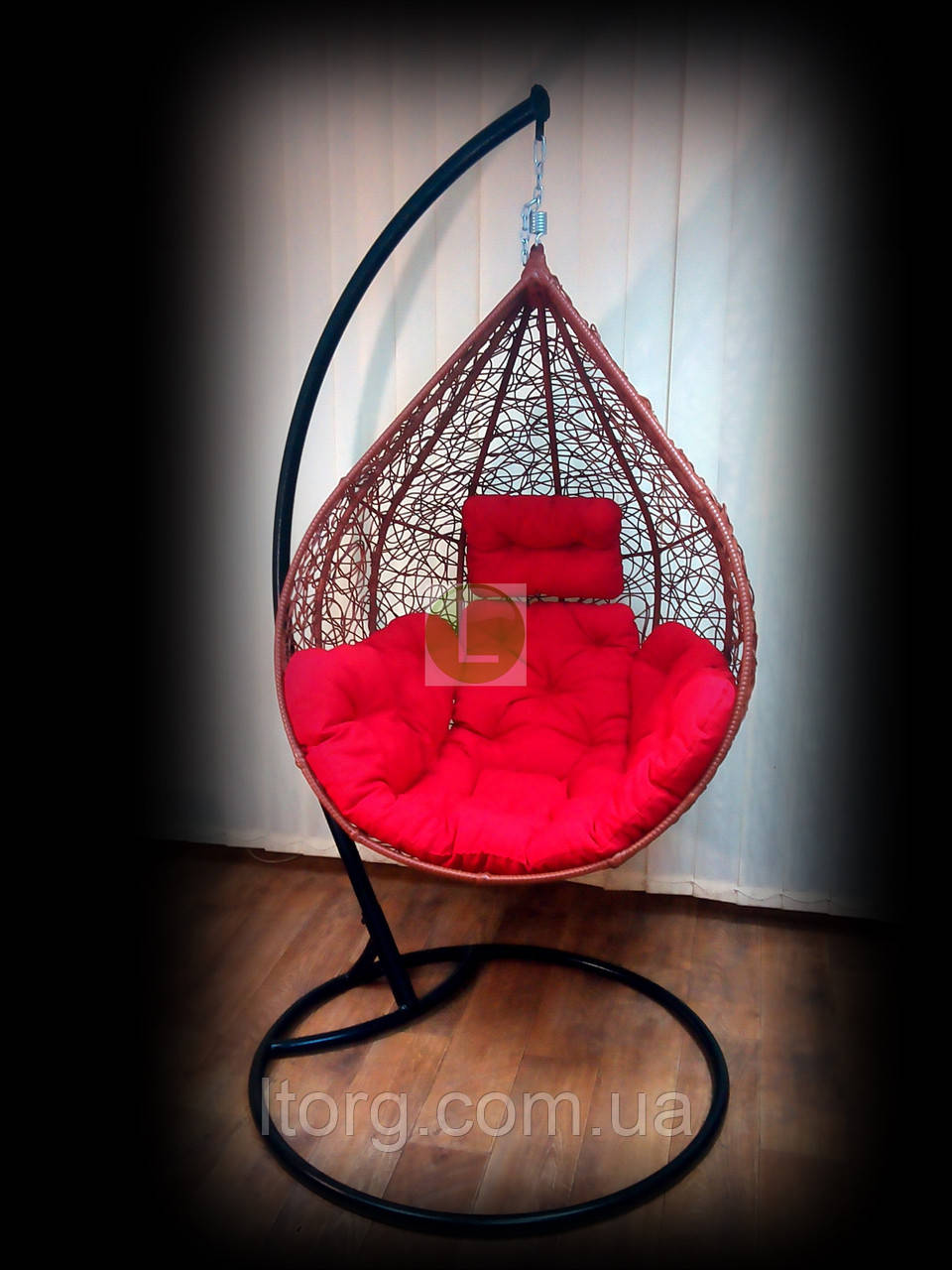 

Подвесное кресло-качели в виде кокона "Nest" коньячное (со стойкой)