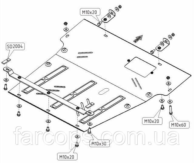 

Защита двигателя Кольчуга для Ford Mondeo 2000-2007 Сталь 2 мм.