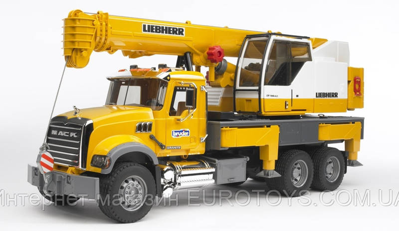 Игрушка Bruder Автокран MACK Granite Liebherr с выдвижной лестницей 1:16 (02818), фото 1
