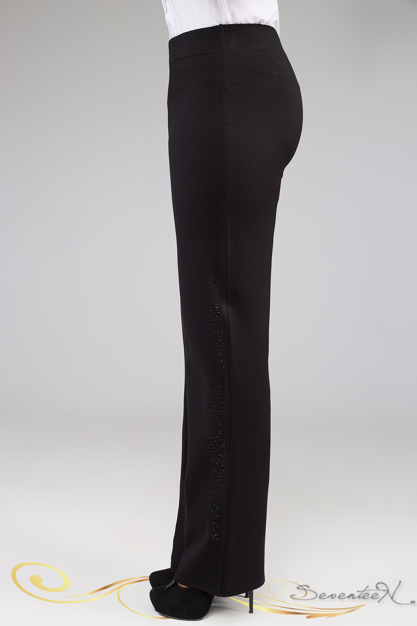 

Модные брюки с высокой посадкой и свободным покроем из турецкого трикотажа со стразами большого размера 50-60 56, Черный