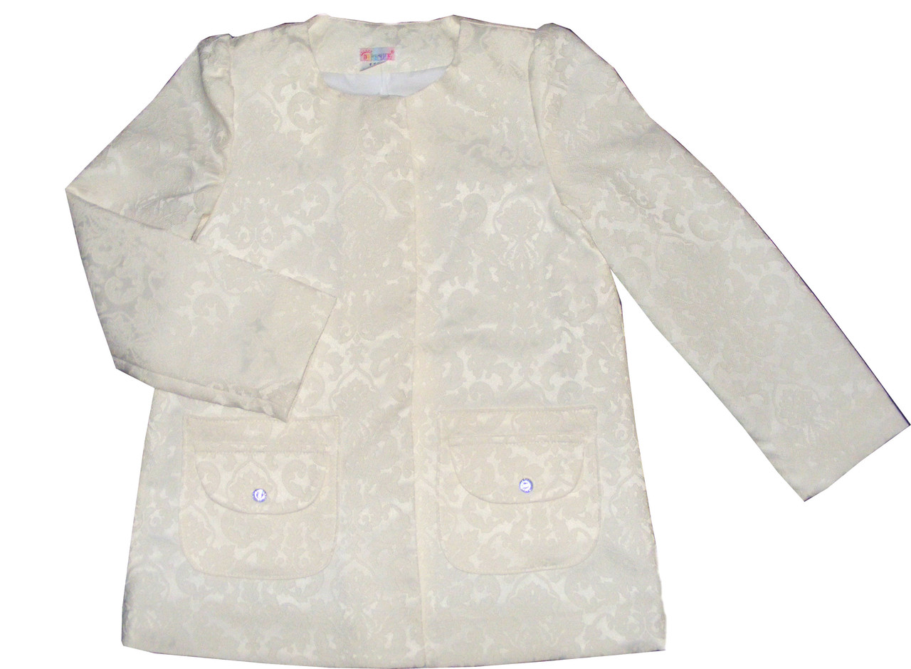 

Пиджак детский для девочки 128, молочный