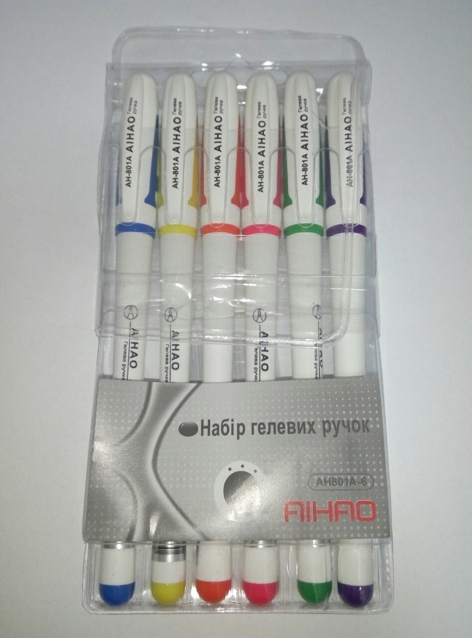 Набор цветные гелевые ручки Aihao 6 цветов 40   в 