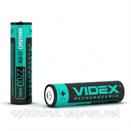 Аккумулятор Videx 2200mAh, 3.7V 18650-P Li-ion c защитой