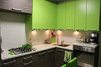 Сучасна кутова зелена кухня з ЛДСП, фото 1