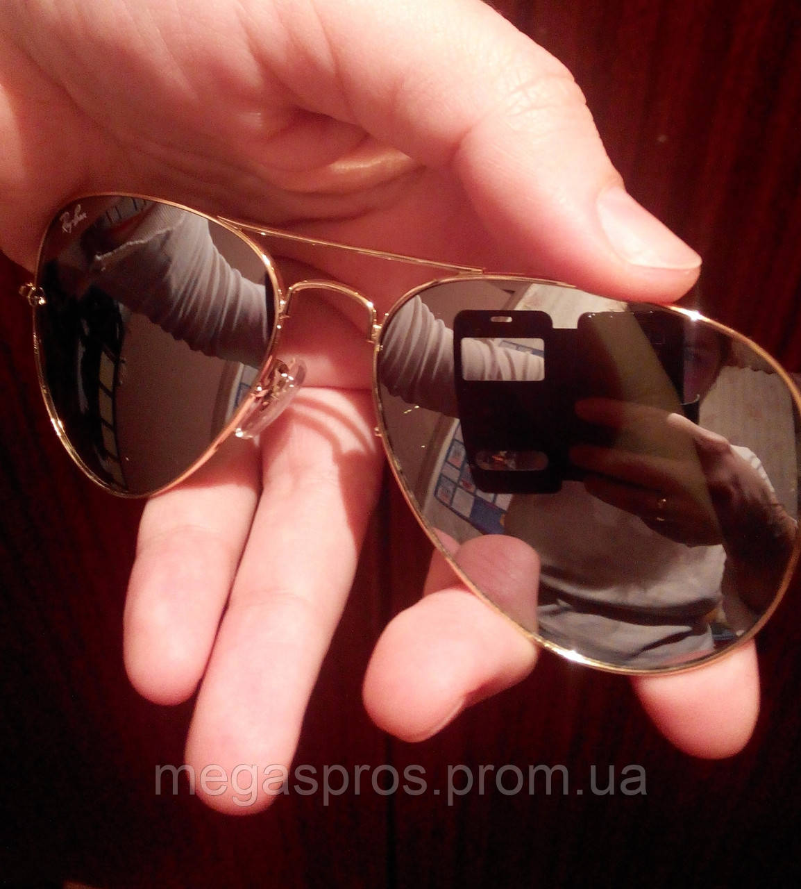 

Очки Ray Ban Aviator Mirror Gold. Стекло 3025-3026 Комплект. Реплика.