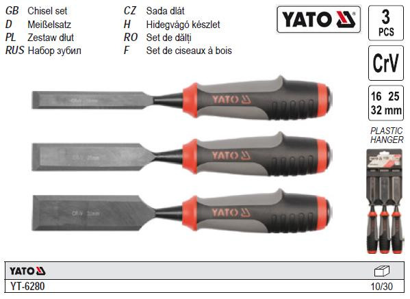 набор стамески YATO ручка полімер b=16-25-32 3 штуки YT-6280