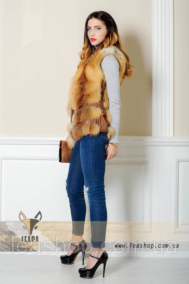 Меховая жилетка из лисы с корсетом в интернет магазине leashop.com.ua