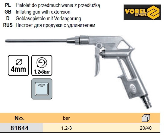 

пистолет пневматический продувочный Польша P=1,2-3бар VOREL-81644